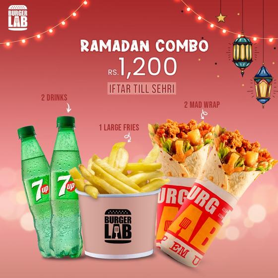Burger Lab Ramadan Combo Iftar till Sehr Deal for 2 person just Rs. 1200 What's On Sale